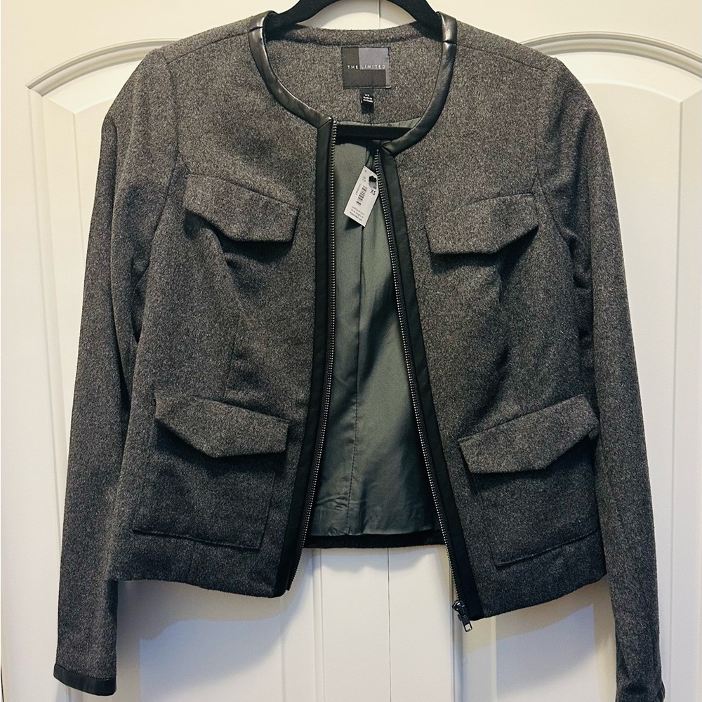 The Limited Gray Tailored Blazer Cropped Jacket